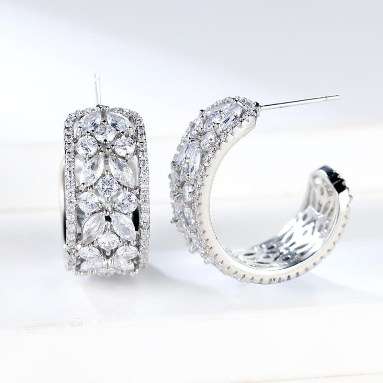 Sterg Sier Marquise Cut Topaz Party Earrings for Women