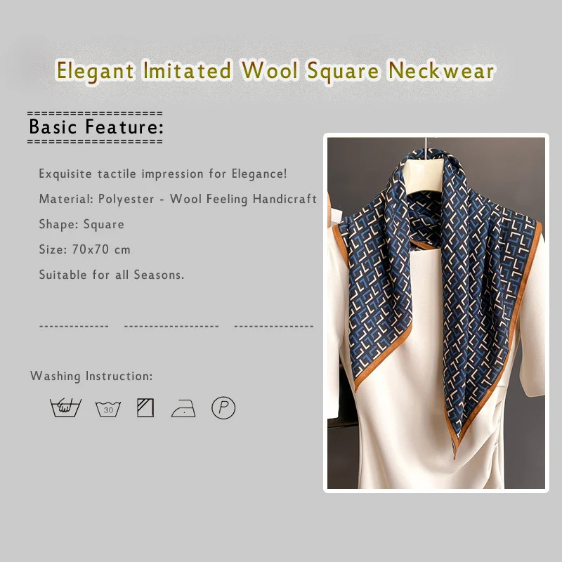 Women Protected Cotton Soft Scarf Elegant Office Neckwear Lady Business Square Foulard Fashion Small Bandana Kerchief 240321