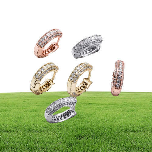 Fashion Hip Hop Earrings Hip Hop Gold Silver Bling CZ Diamond Hoops Earrings for Men Women Nice Gift