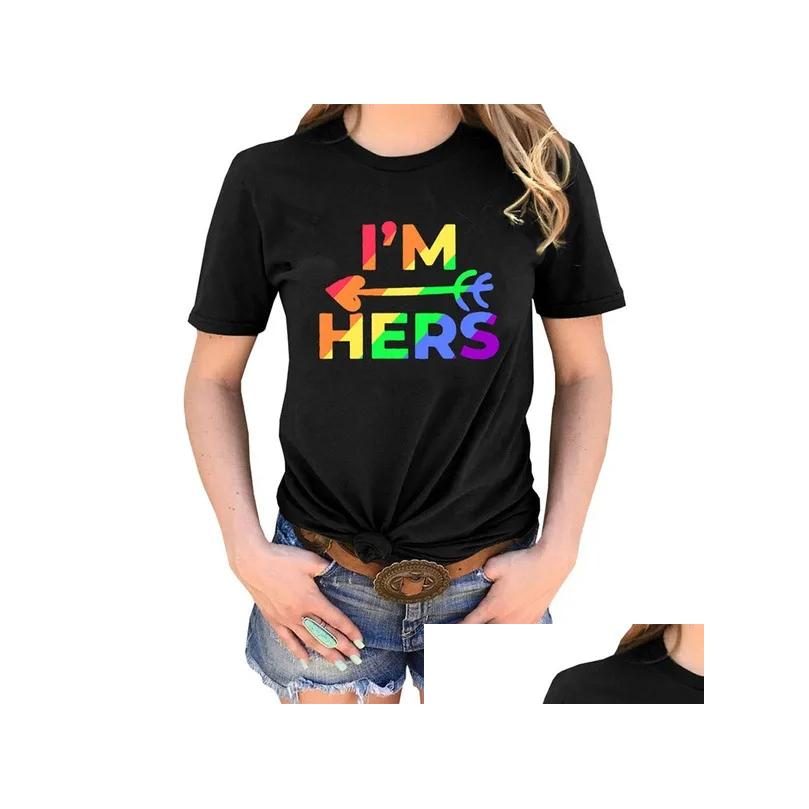 WomenS T-Shirt Womens T Shirts Lgbtq Women Tee Love Wins Print Crew Neck Pride Flag Meaning Proud Rainbow Drop Delivery Apparel Cloth Dhgxy
