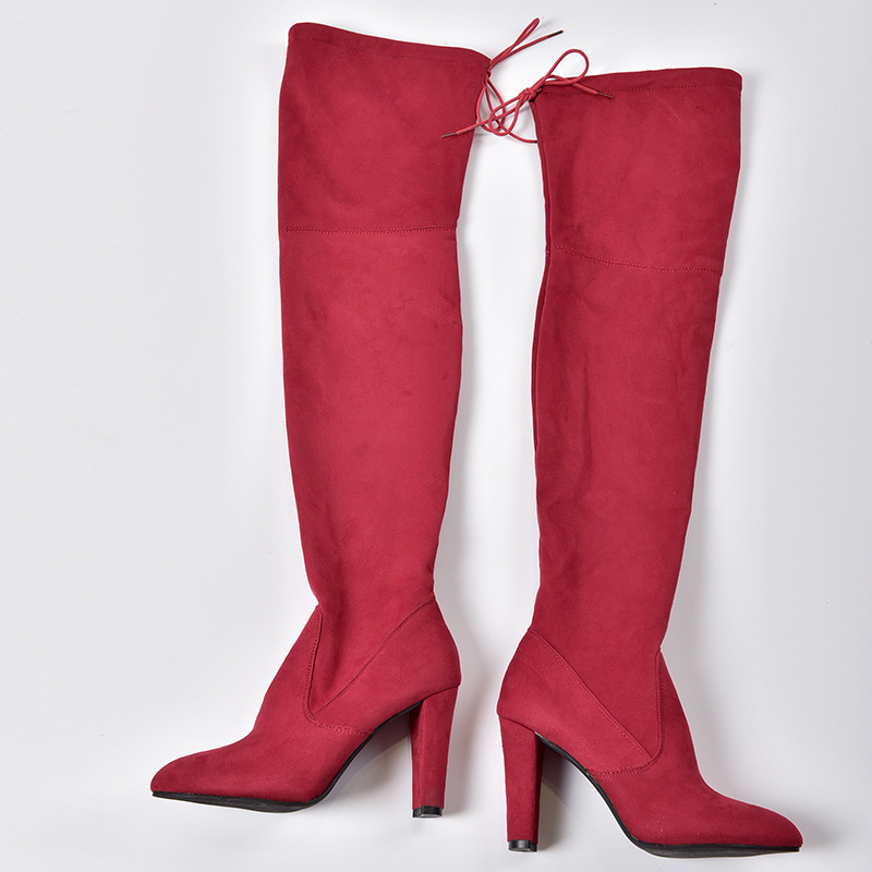 Women 2022 Winter Over The Knee hot Stretch Fabrics High Heel Slip on Shoes Pointed Toe Woman Long Boots Size 34-43 Feminino