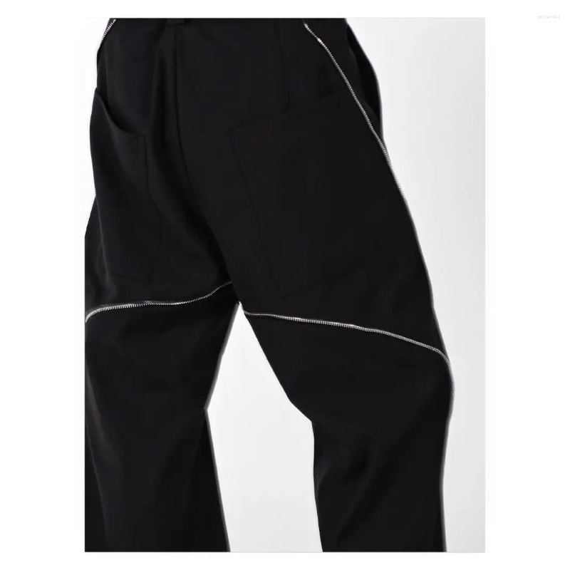 Men's Pants Street Men And Women Trendy Personalized Design Zippered Wide Leg Micro Flared Retro Straight Casual Y2k