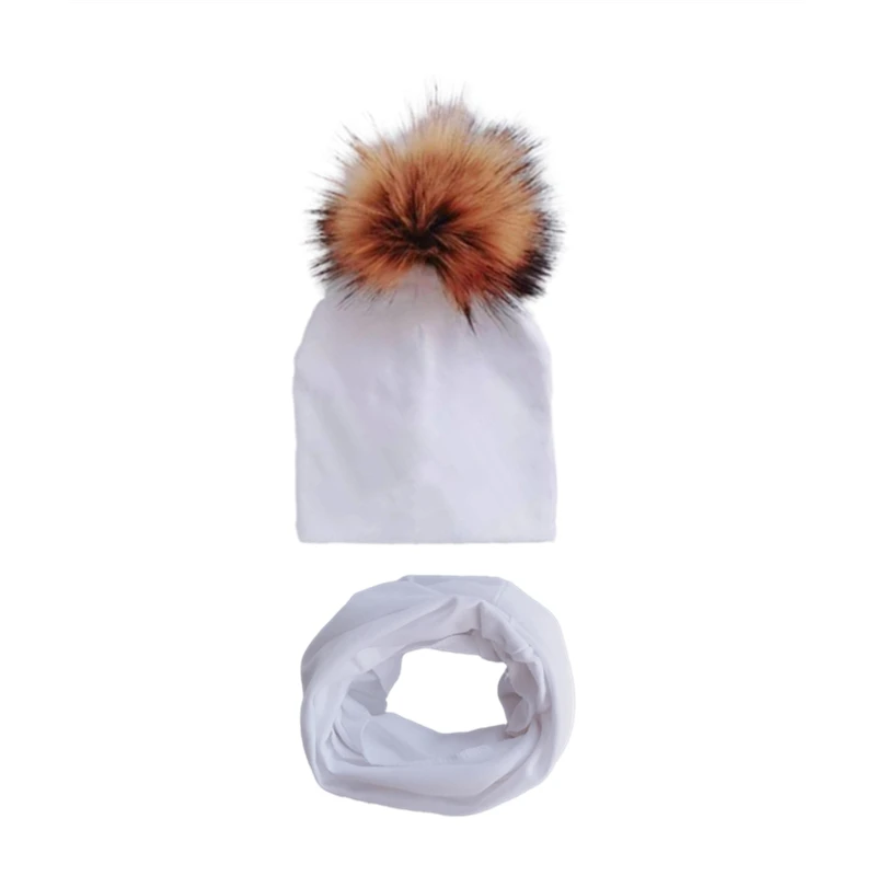 children's 2025 pom pom Hat Autumn Winter new Baby Hat Girls Boys Cap Kids Beanie bonnet Collar Scarf set baby cap Photography props