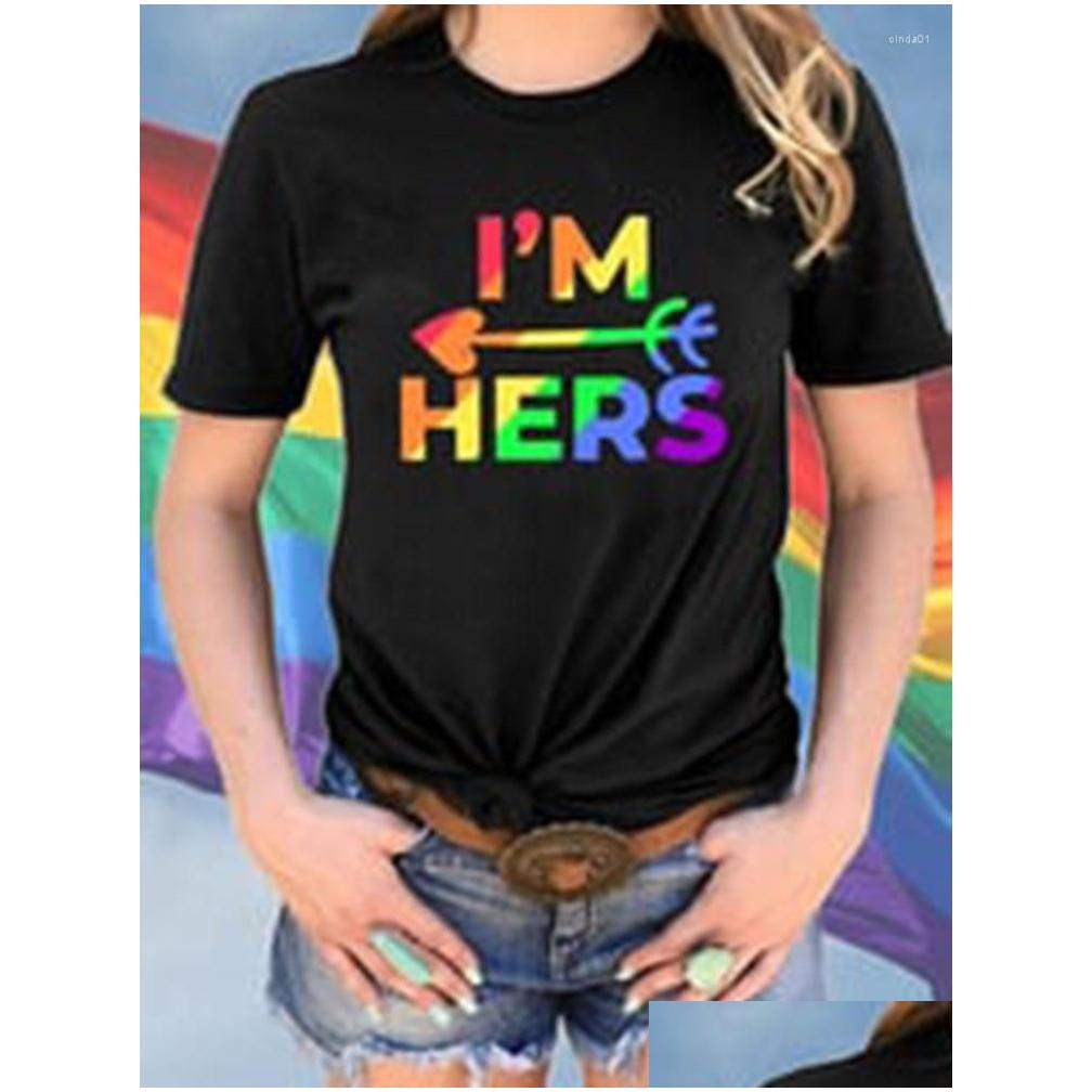 WomenS T-Shirt Womens T Shirts Lgbtq Women Tee Love Wins Print Crew Neck Pride Flag Meaning Proud Rainbow Drop Delivery Apparel Cloth Dhgxy