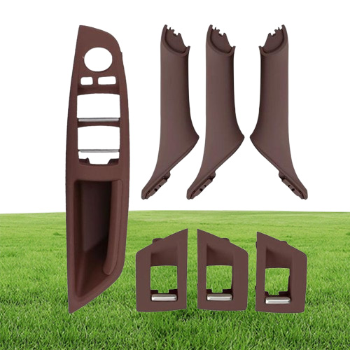 7PCS Car Interior Inner Door Handle Panel Pull Trim Cover For BMW 5 Series F10 F18 520 525 Gray Beige Black Left Hand Drive LHD