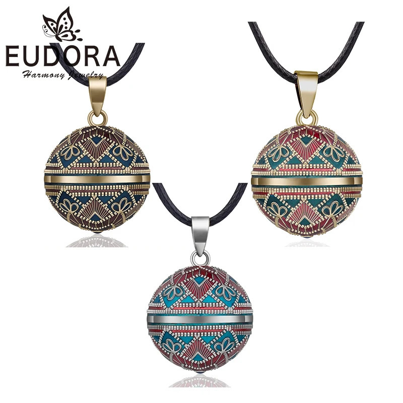 Eudora 20mm Vintage Mexican Bola Harmony Chime Ball Angel Caller Pregnancy Pendant Necklace for Women Fashion Jewelry N14NB319 240329