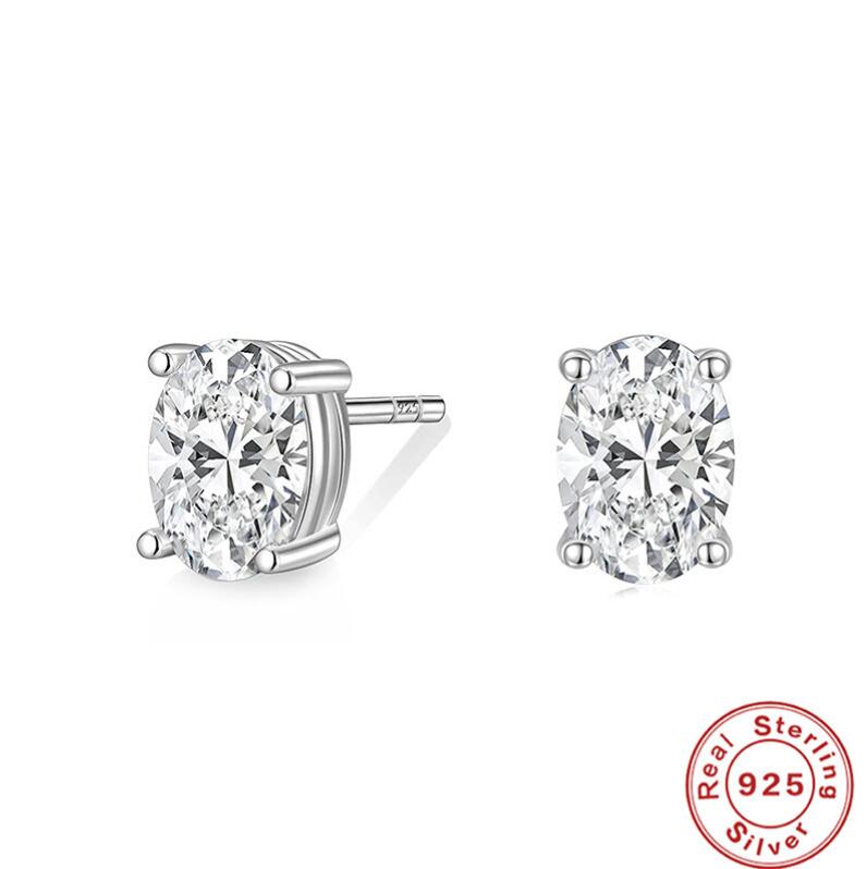 2024 Moissanite Dia Stud Earrings Elegant Sterg Sier Zircon Wedding Jewelry for Women Classic Design Gift-Worthy