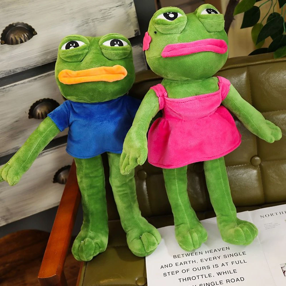 45CM Pepe Frog Plush Toy Sad Male Ugly Baby Big Mouth Crying Face Peripheral Dolls Send Friends Funny Christmas Birthday Gifts