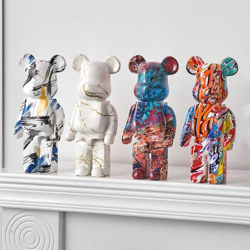 Novelty Items Colorful graffiti bear brick statue violent bear resin decoration desktop accessories luxurious living room home decorationL2403