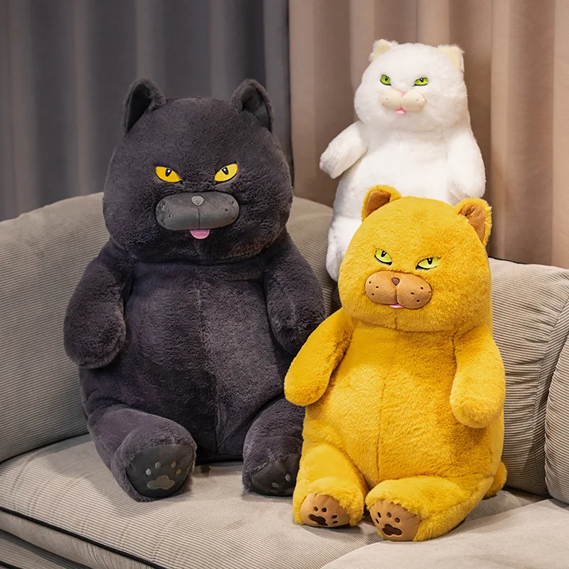 Fat Cat 2025 Plush Stuffed Animals Toy Lifelike Black Cat Toy for Boys and new Girls Children Xmas Birthday Gift