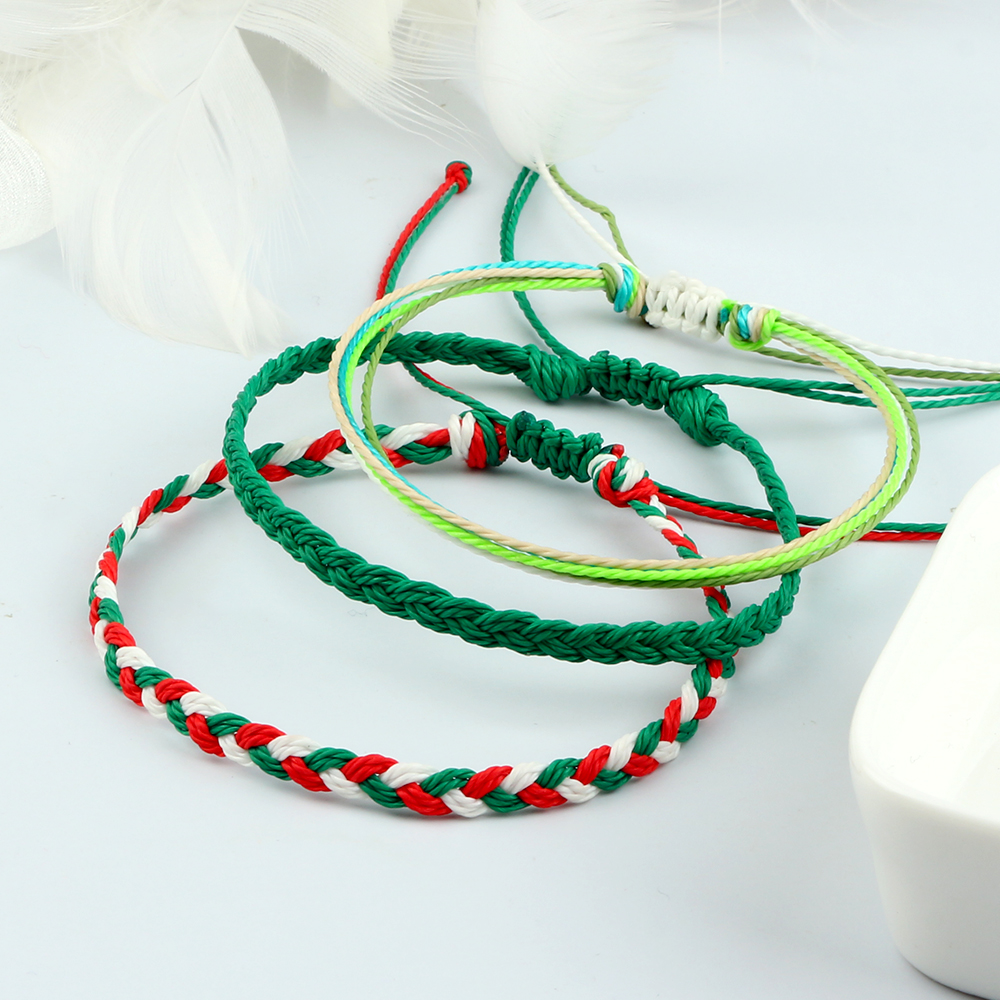 Set Handmade Knot Red Wax String Braid Bracelets Couple Adjustable Men Women Bohemian Waterproof Bangles Friendship Jewelry Gift
