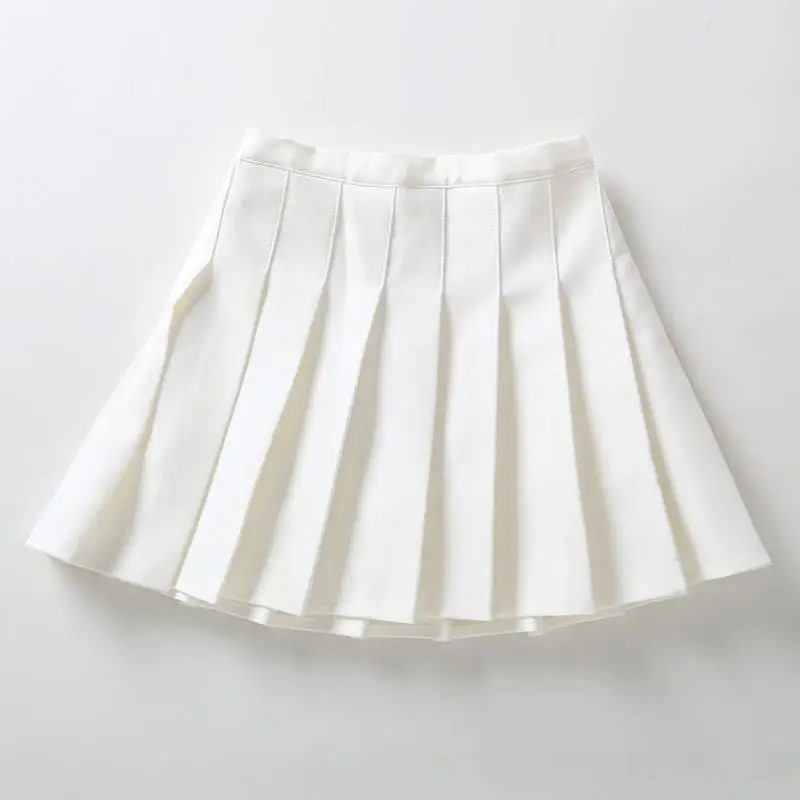 Children Summer Skirts Girls Mini Skirts Vintage Pleated Skirt Korean Tennis Skirts Short Student Uniform Skirts White Black