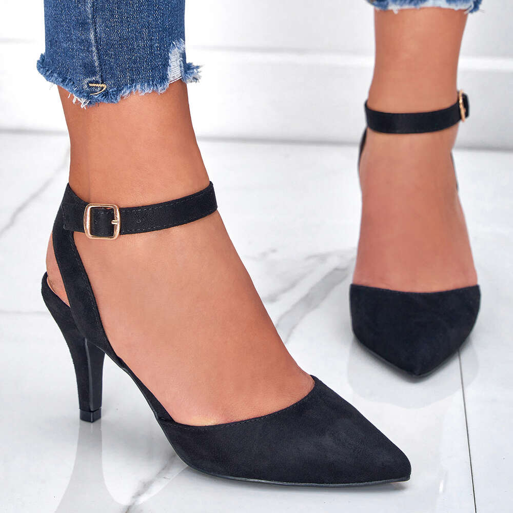 Summer New Pointed Square Button Shoes, High Heels, Fashionable Single Shoes, Thin Heels, Baotou Sandals for Women ddmythur