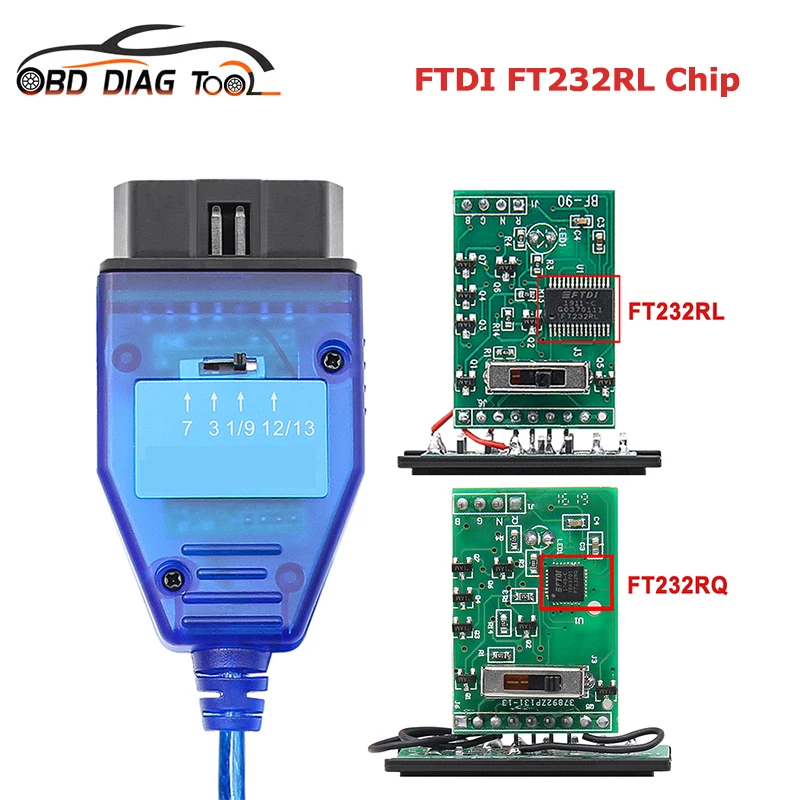 For VAG KKL 409 FTDI FT232RL chip with Switch Scanner tool OBD2 Diagnostic Cables For VAG-KKL 409.1 OBDII Code Reader