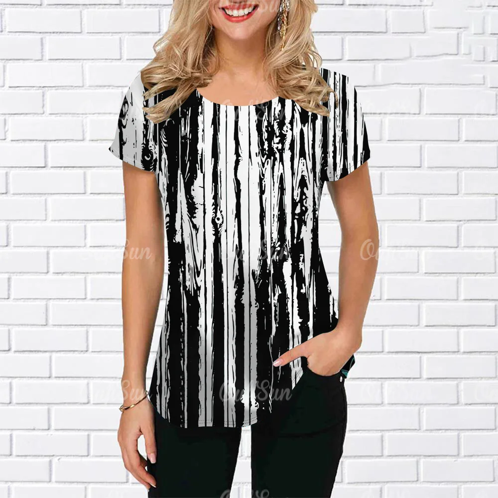 Vintage Women T-Shirt Short Sleeve Top new 6xl Colorblock Graphic Clothing O-Neck Oversized Apparel Daily Tops For Women 2025 Tees Shirt