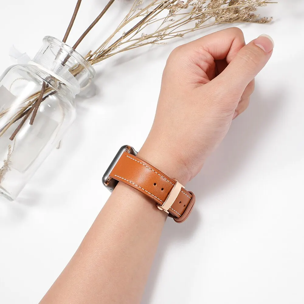 Leather Strap for Apple Watch Band 45mm 41mm 44mm 40mm 42mm 38mm Ultra 49mm Watchband for Iwatch Series 8 7 SE 6 5 4 3 Bracelet