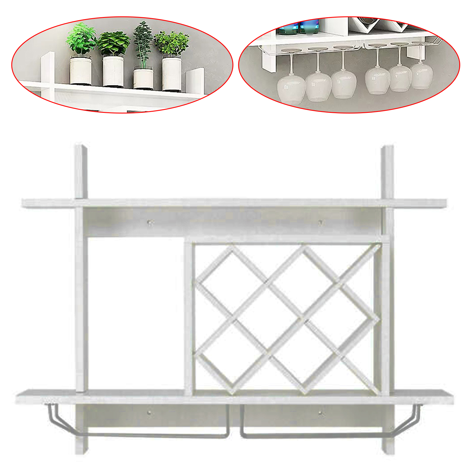 Modern Wine Cabinet Hanging White Wine Rack Bar Accessories Wall Mounted Bottle Glass Holder Shelves Creative Wall Hanging Wine