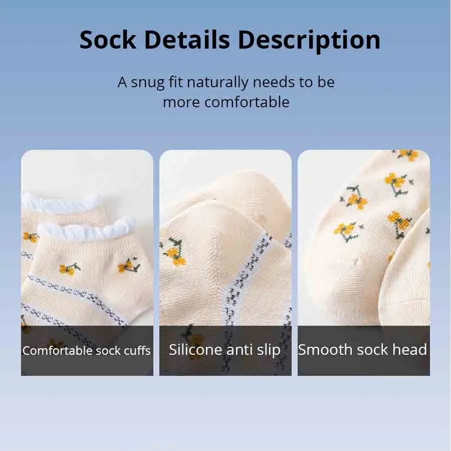 5 2025 Pairs Cute Little Bear new Female Short Socks Shallow Mouth Ins Damp Spring And Summer Thin Style Retro Tube Boat Socks