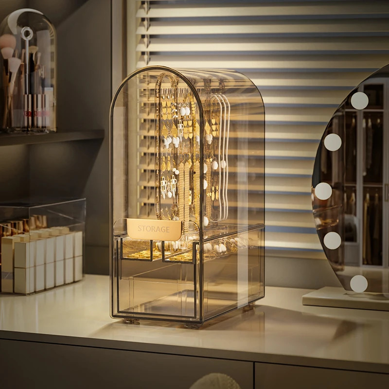 Transparent Jewelry Box Plastic Ring Bracelet Earrings Organizer Necklace Display Stand Drawer Accessories Storage 240327