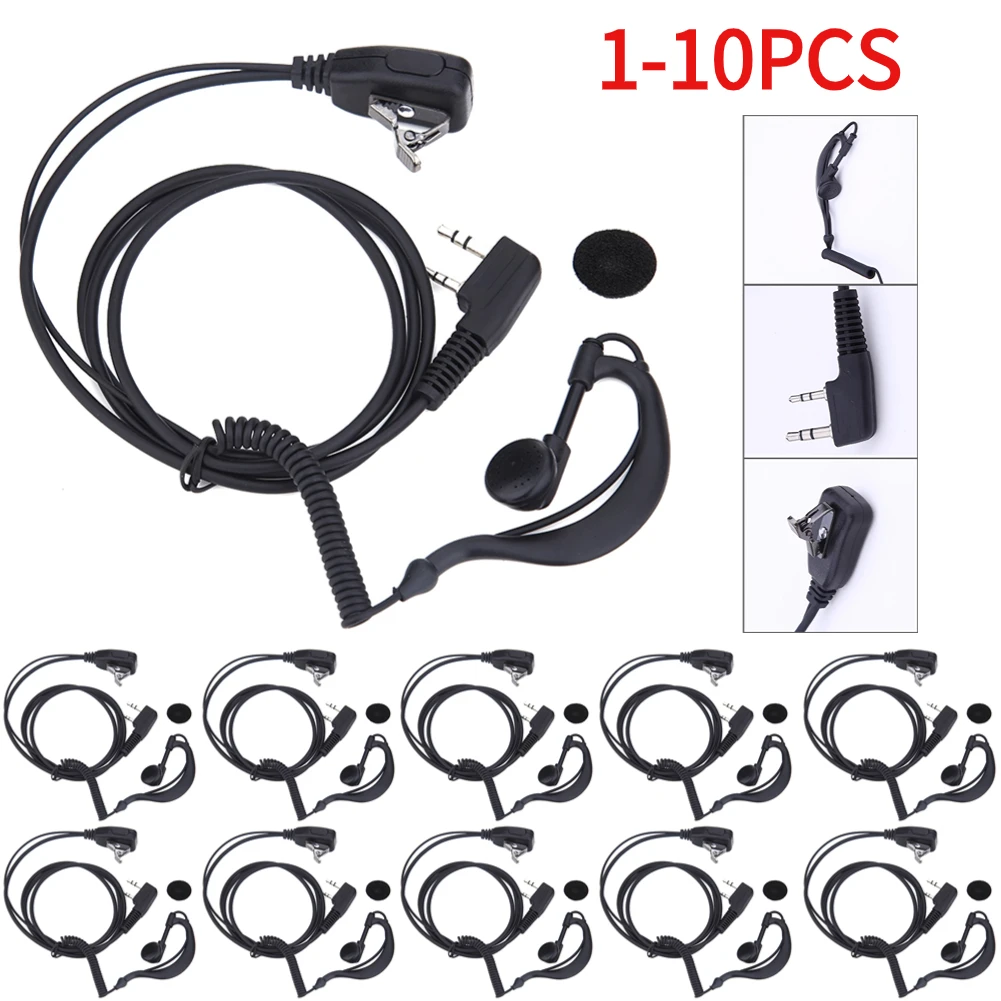 1-10pcs 100cm Earpiece Headset PTT MIC 2 PIN Ear Hook Walkie Talkie Interphone Earphone Earpiece for BAOFENG UV5R/KENWOOD/HYT