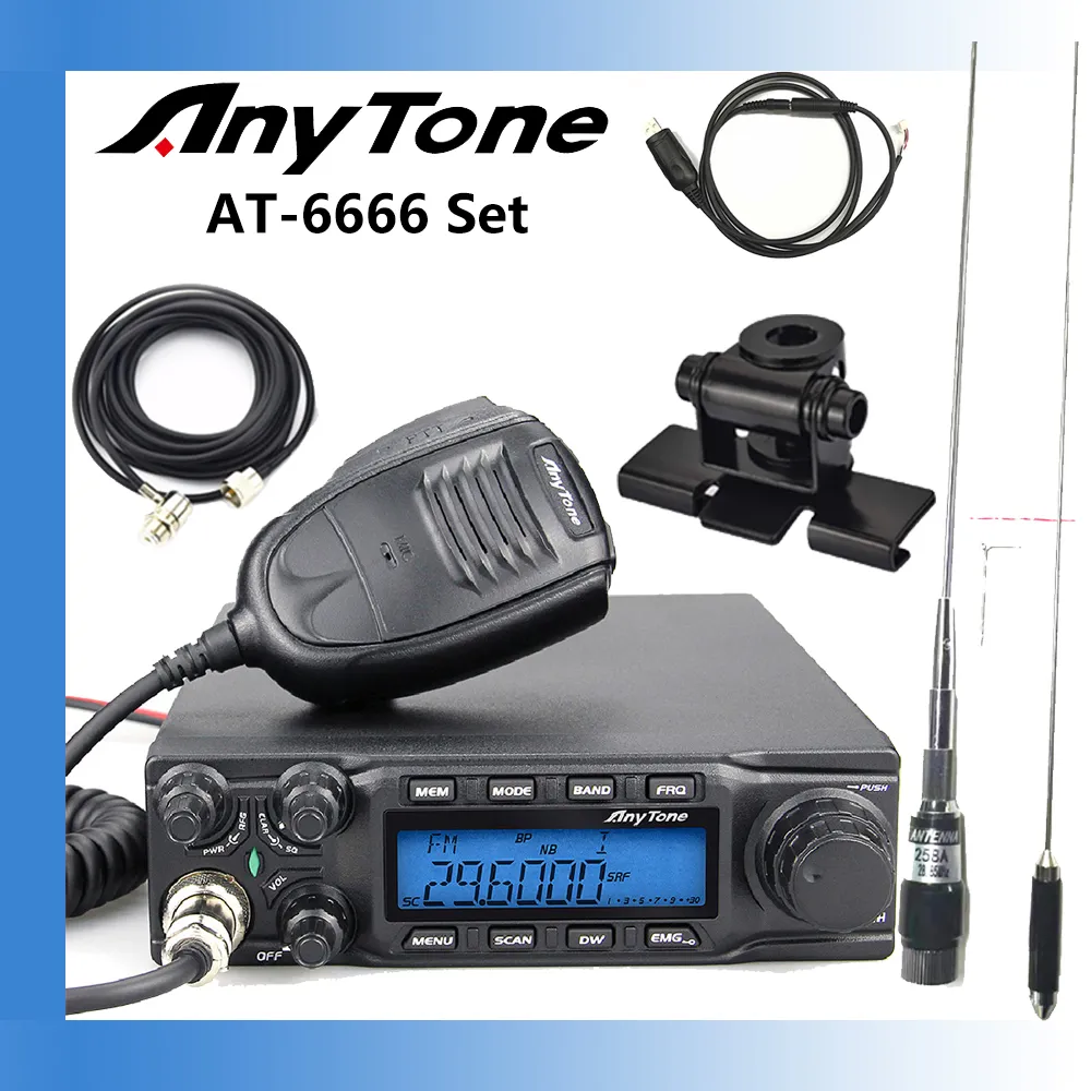 AnyTone AT-6666 Mobile Receiver Truck Radio AM 45W FM 60W High Power for Truck with SSB(PEP)/FM/AM/PA Mode Car Mobile Radio