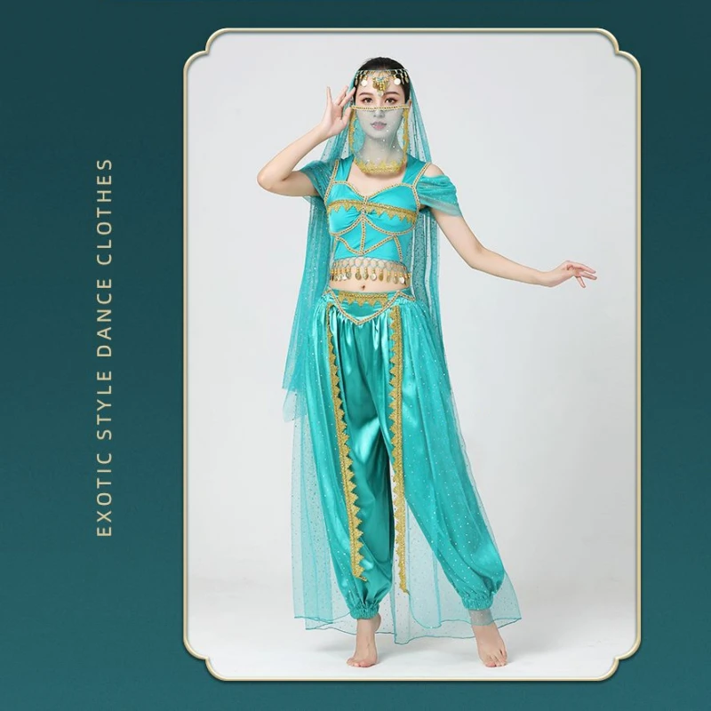 4PCS Belly Dance Costumes Set For Women Noble Jasmine Cosplay Stage Performance Dancewear Festival Arabian Costumes