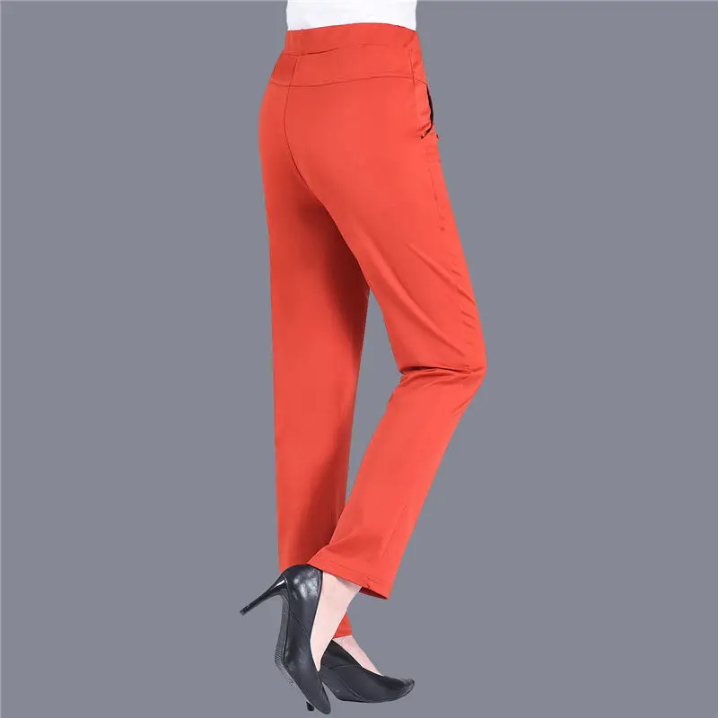 Candy Colors Stretch 2025 Classic Baggy Pants new Women New Summer Thin Straight Trousers Mother Casual High Waist Pantalones Slim Capris