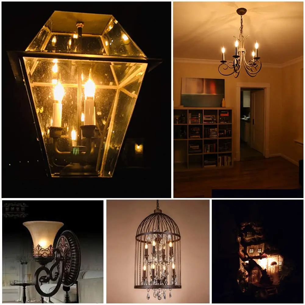 Dimmable C22 LED Filament Bulb E14 0.5W Amber Decorative Night Light Candle Light Ampoule Candelabra Chandelier Replacement Bulb