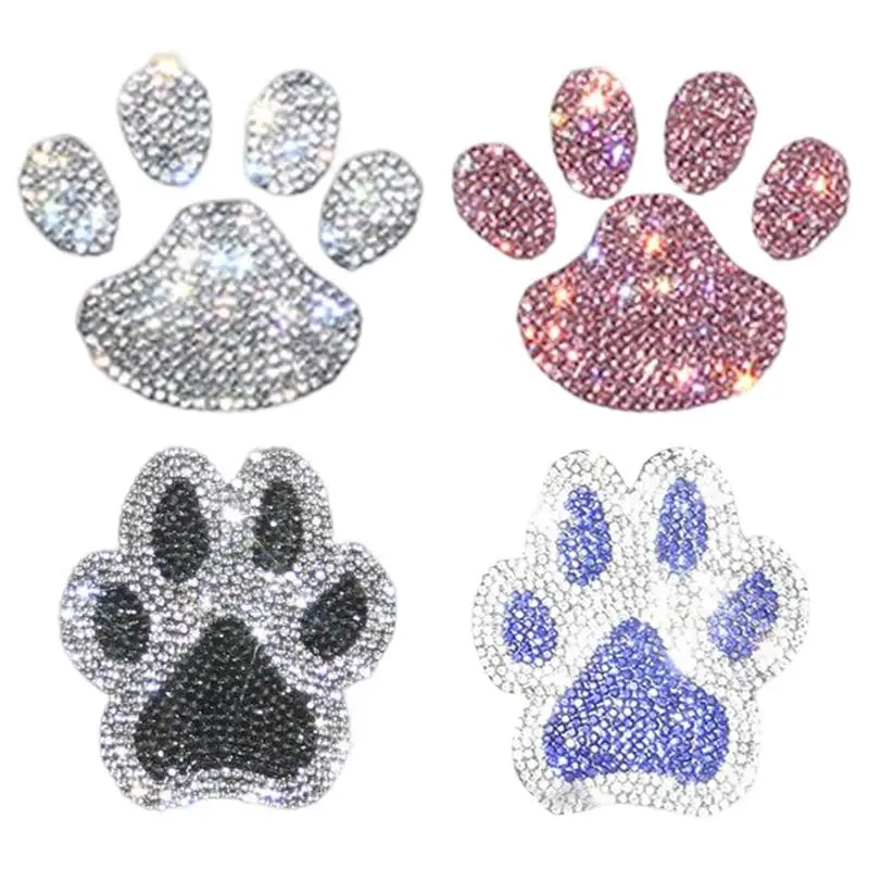 New Crystal new Dog Paw Print 2025 Car Stickers Bling Rhinestone Paw Decals Car Window Decor Sticker Auto Exterior Decor Car Accessories
