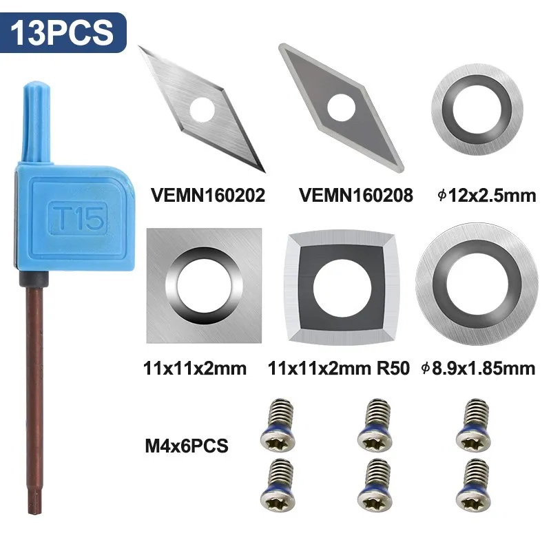 2025 13pcs Carbide Insert Cutters Blades for Detailer Hollower new Finisher Rougher Turning Tools Blade Wood Lathe Tool