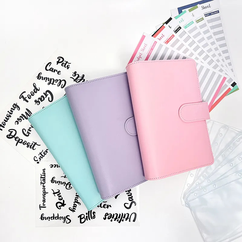 Leather Budget Binder With Cash Envelopes Pockets Zip Small French Budget Pouch Binder For Saving Money A6 Planner Organizer