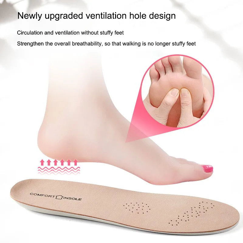 Latex Insole for Feet Leather 2025 Shoe Sole Inserts Soft Cowhide Sports new Shock Absorbing Plantar Fasciitis Template Insoles for Shoes