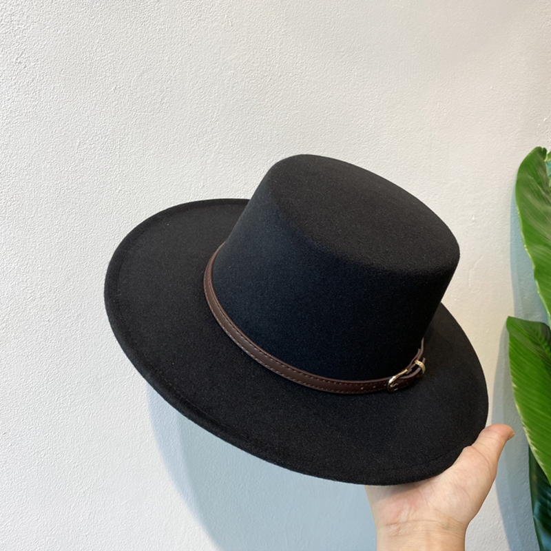 Women Fedora Chic Belt Buckle Decorated Flap Brim new Felt 2025 Hat Retro British Jazz Winter Autumn Wool Warm Boater Cap gorra