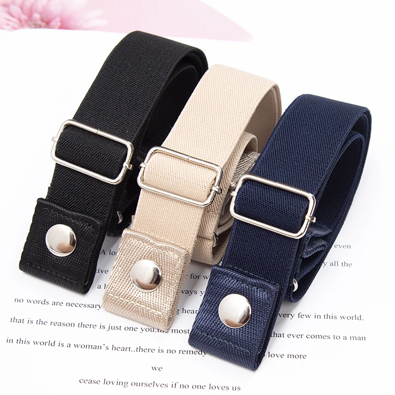 Elastic Belt Without new Buckle Canvas Women Buckle Free Belt Ladies Jeans Pants Waist Lazy Belt Stretch No 2025 Buckle Invisible Belt