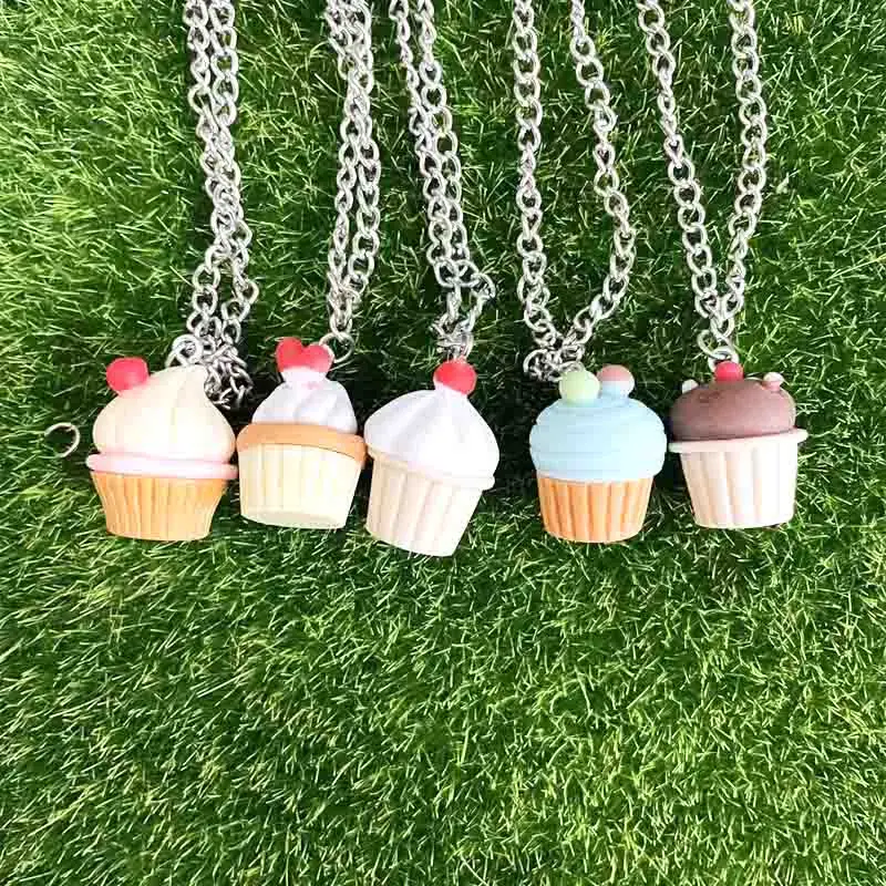50cm Wholesale Cute 2025 Colorful Cakes Resin new Pendant Chain Chokers Necklace For Women Gift