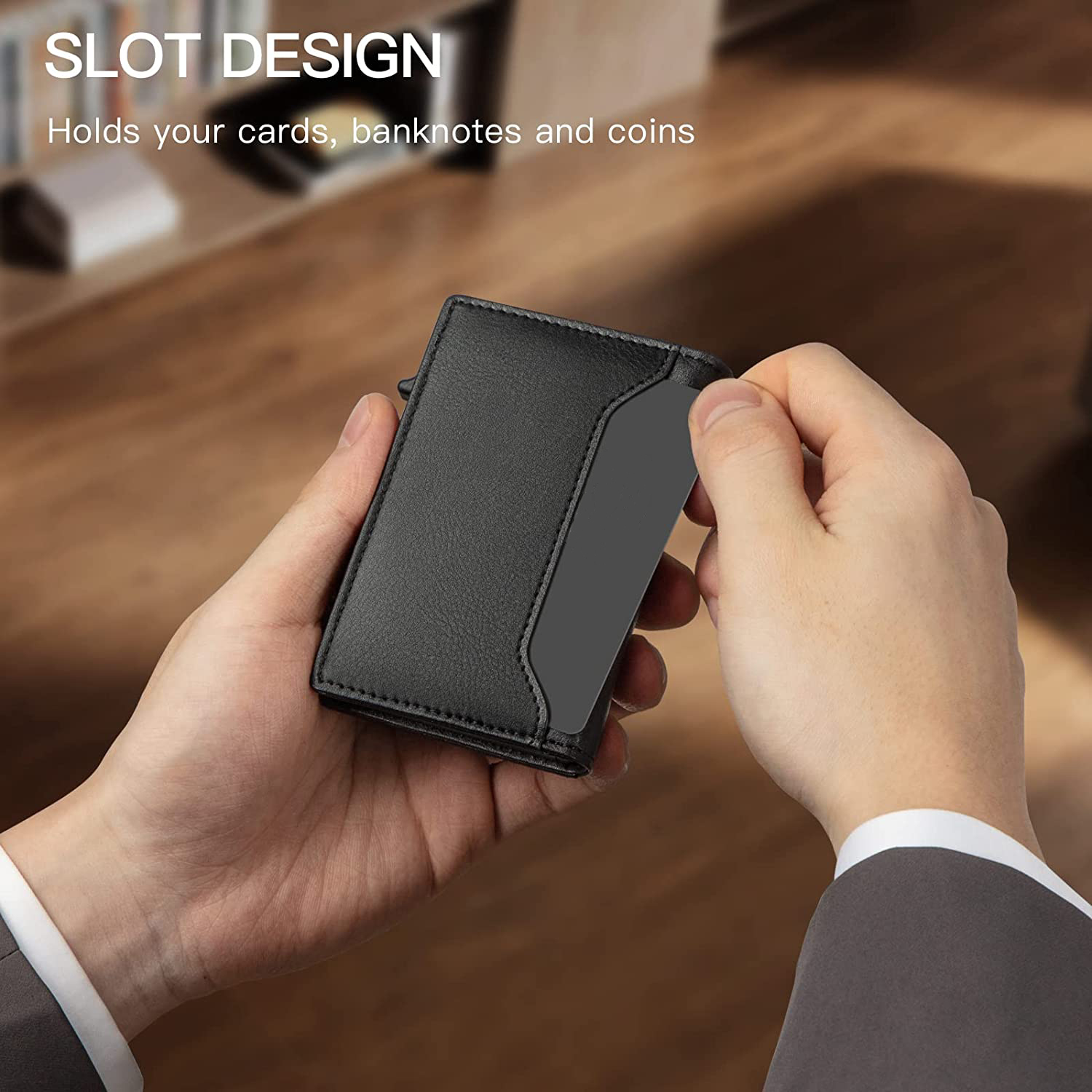 SEMORID Men's Leather Wallets Front Pocket Credit Card Holder，Slim Minimalist Card Holder RFID Blocking Bifold Wallets