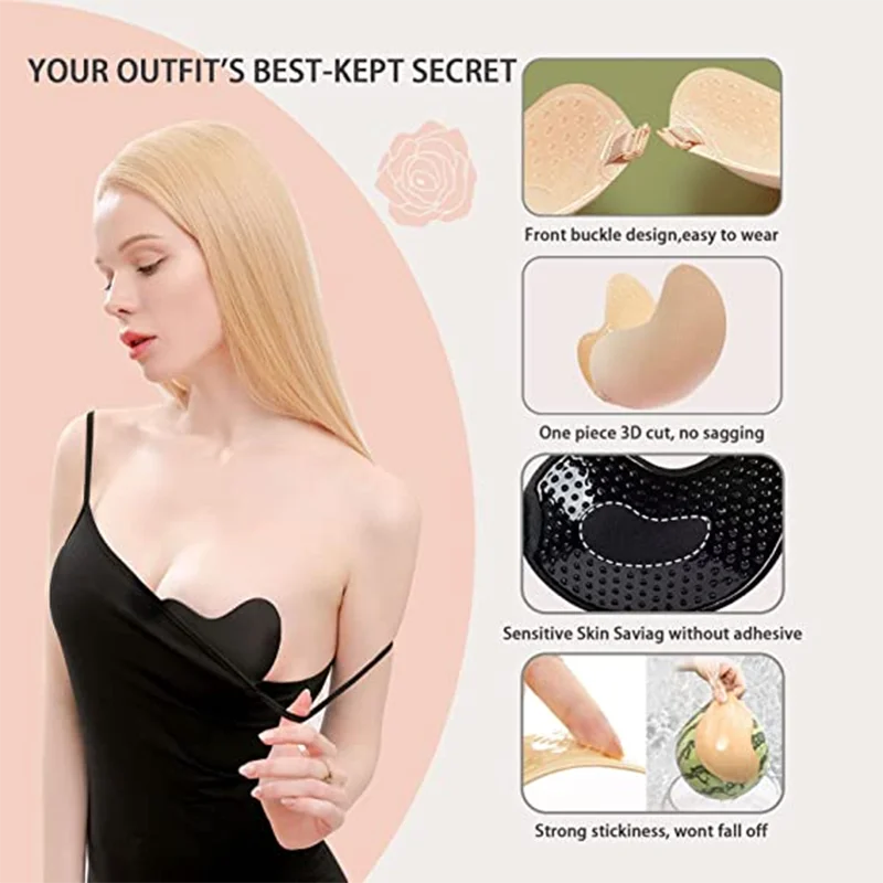 Women Invisible Underwear nubra Breast Patch Three-Color Hypoallergenic Mango Cup bra Silicone Non-Falling Off Thin