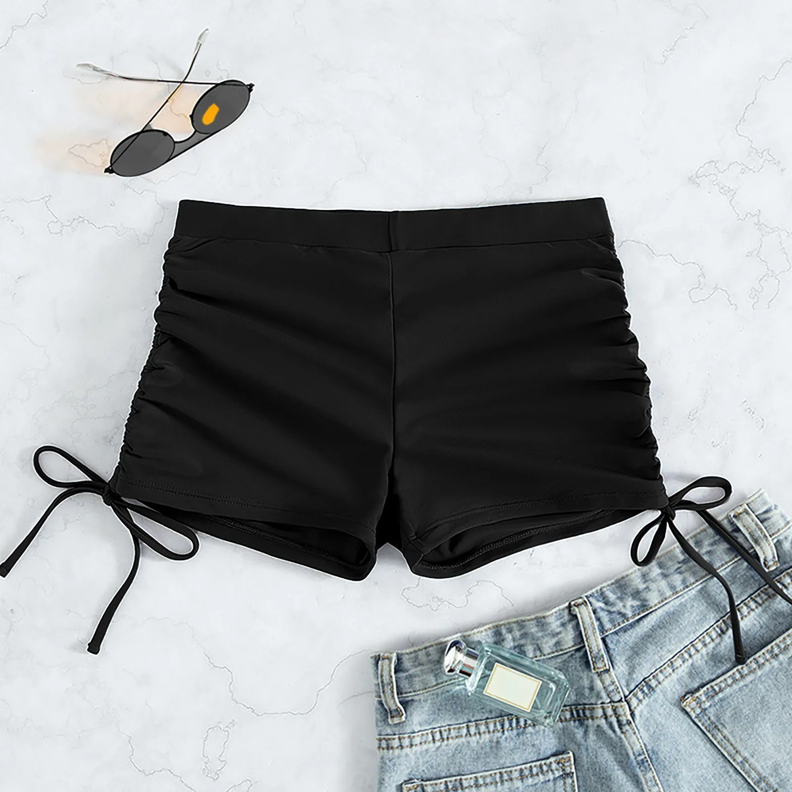 Summer Swimwear Bottoms Women Brazilian Bikini Bottom Side String Tie new Thong Bathing Pants Swimsuit High Waist 2025 Ruched Swim shorts