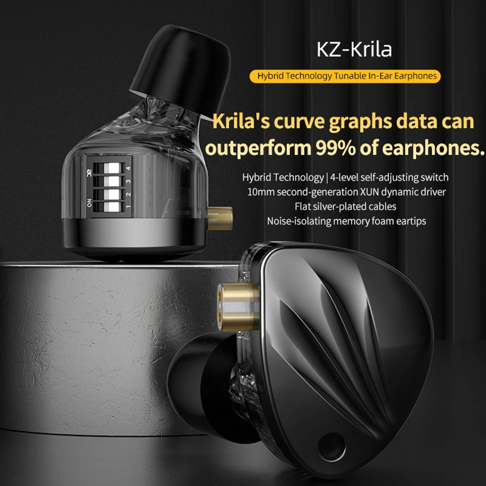 KZ Krila 10mm HiFi Earphone 1DD 1BA Wired Headphone High-end In Ear Earphones Noise Cancelling Memory Foam Eartips TWS Headset