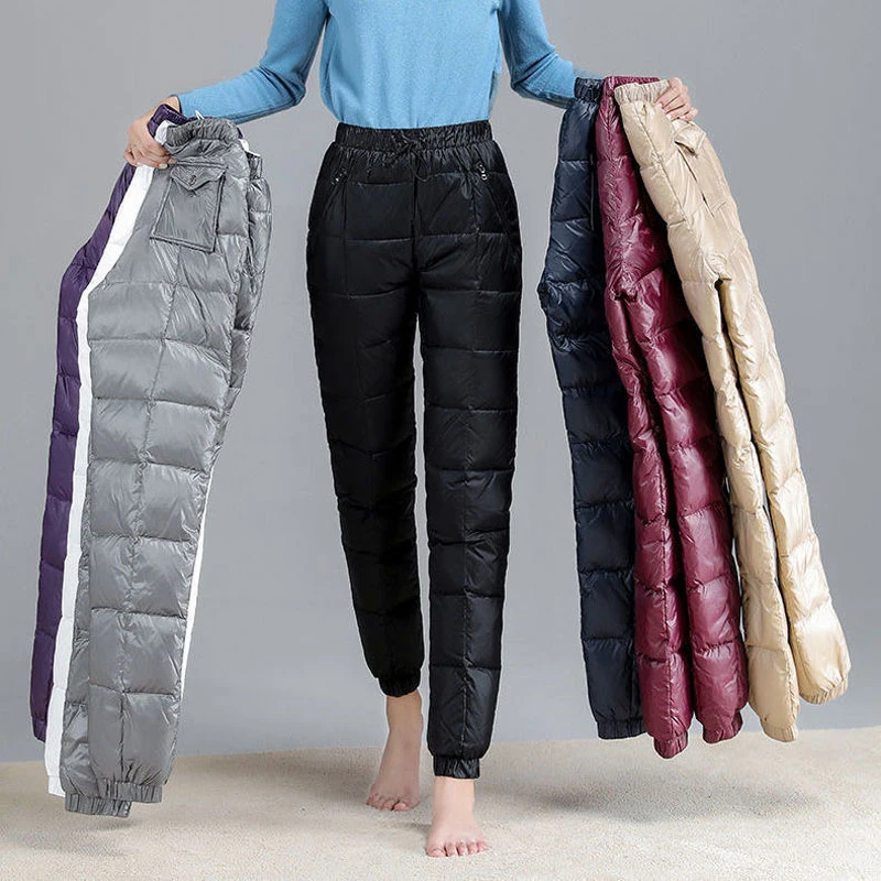 Thicken Baggy Joggers Pantalones Winter Snow Womens Sweatpants Casual Warm Down Harem Pants Elastic Waist Oversized 4xl Trousers