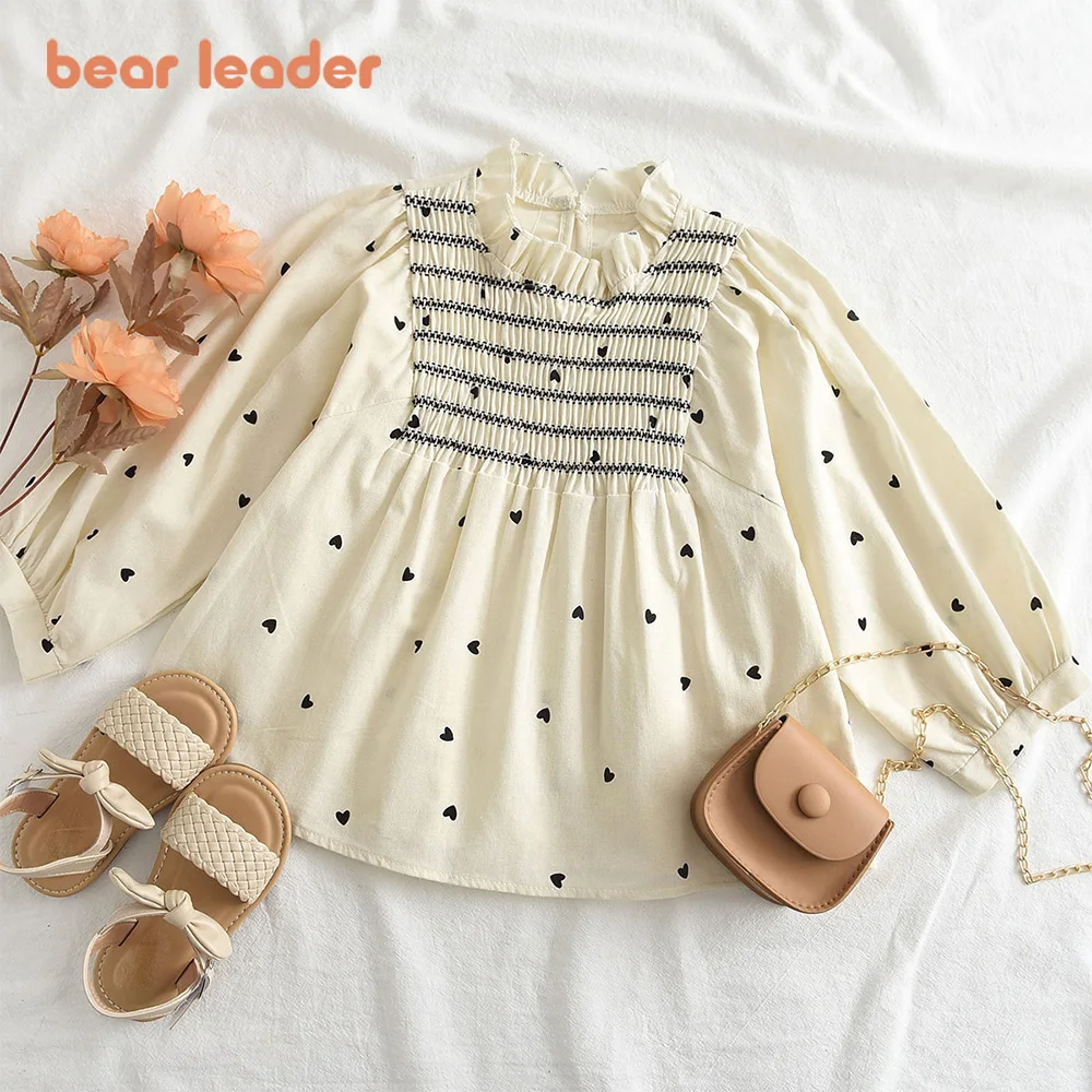 new Bear Leader Floral Girls Shirts Spring and Autumn New Childrens 2025 Korean Casual Bottoming Shirt Blouse Long sleeve Children Shirts