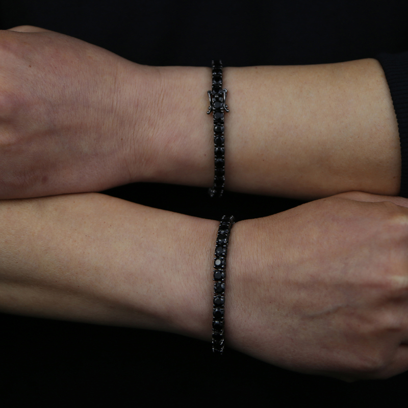 New Iced Out Bling Cubic new Zirconia Tennis Chain Bracelet 5mm Black Color Charm Bangle Hip 2025 Hop For Women Men Jewelry