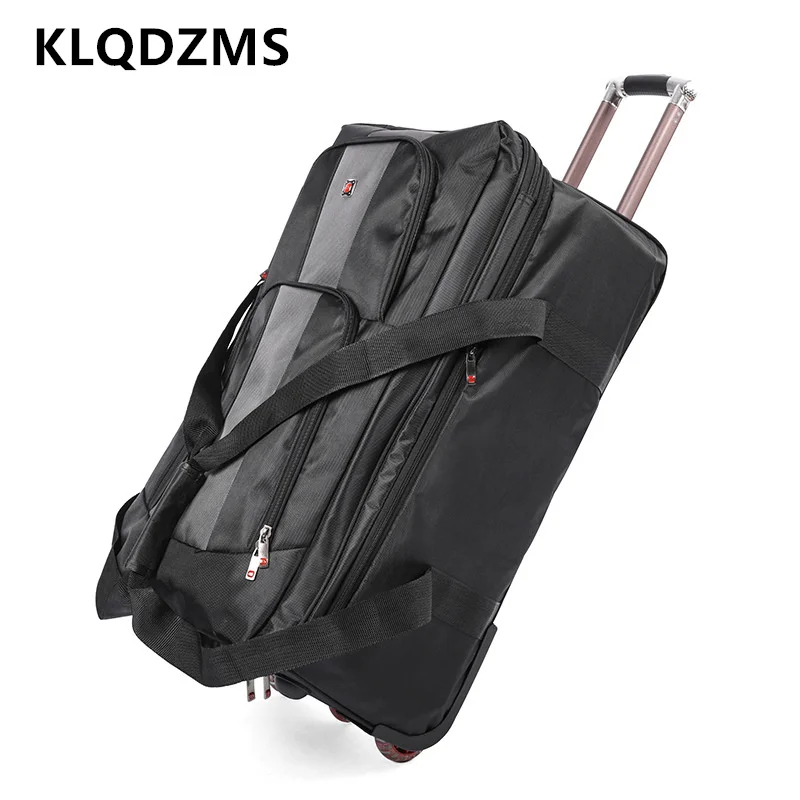 High-quality KLQDZMS Universal 28"30"Inch Trolley Suitcase Large Capacity Folding Hand Lage with Wheels Rolling Travel Bag smile