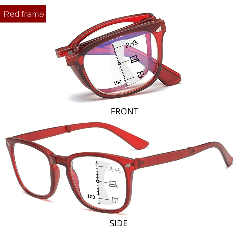 Retro Floral Folding Multifocal Progressive Reading Glasses Anti-blue light Far and Near double Optical Presbyopic for Women Men