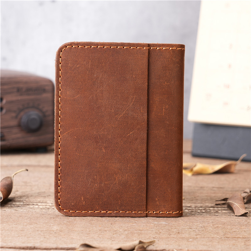 NT001 NEW 100% Genuine Cow Leather Crazy Horse Full Grain Mens Womens ID Holder Bank Credit Multi Slot Slim Money Cash Card Case