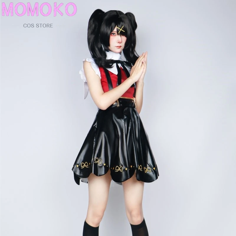 Needy Girl Overdose Abyss Cosplay Costume Shoe Wig Anime Game Ame Abyssoning Angle Dokuro Chan Cosplay Black Leather Skirt Set