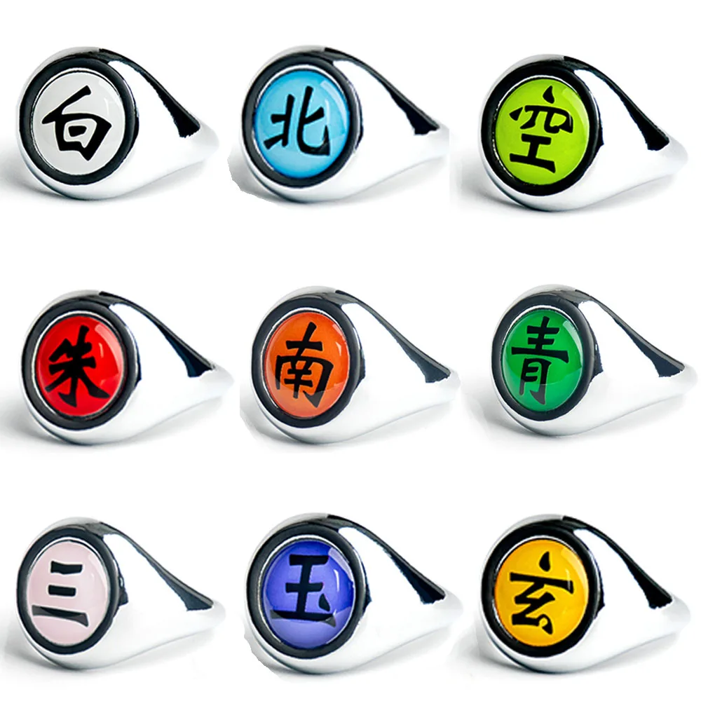 2pcs/set Naruto Akatsuki Rings Headbands Anime Figure Itachi Cosplay Ring Accessories Props Jewerly Christmas Party Gifts