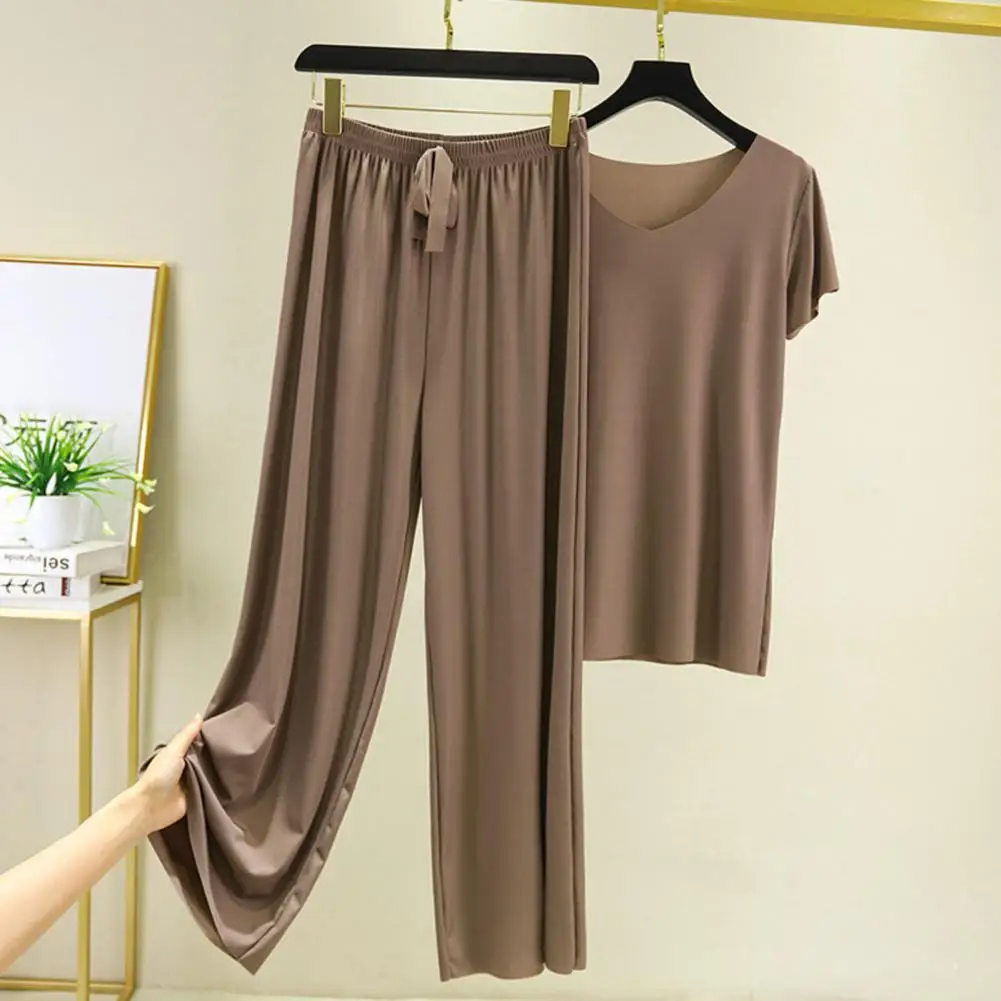 new 2 Pcs/Set Summer T-shirt Pants Set Trendy Drawstring Women Top Trousers Set 2025 Soft Lady Top Pants Set Women Clothing