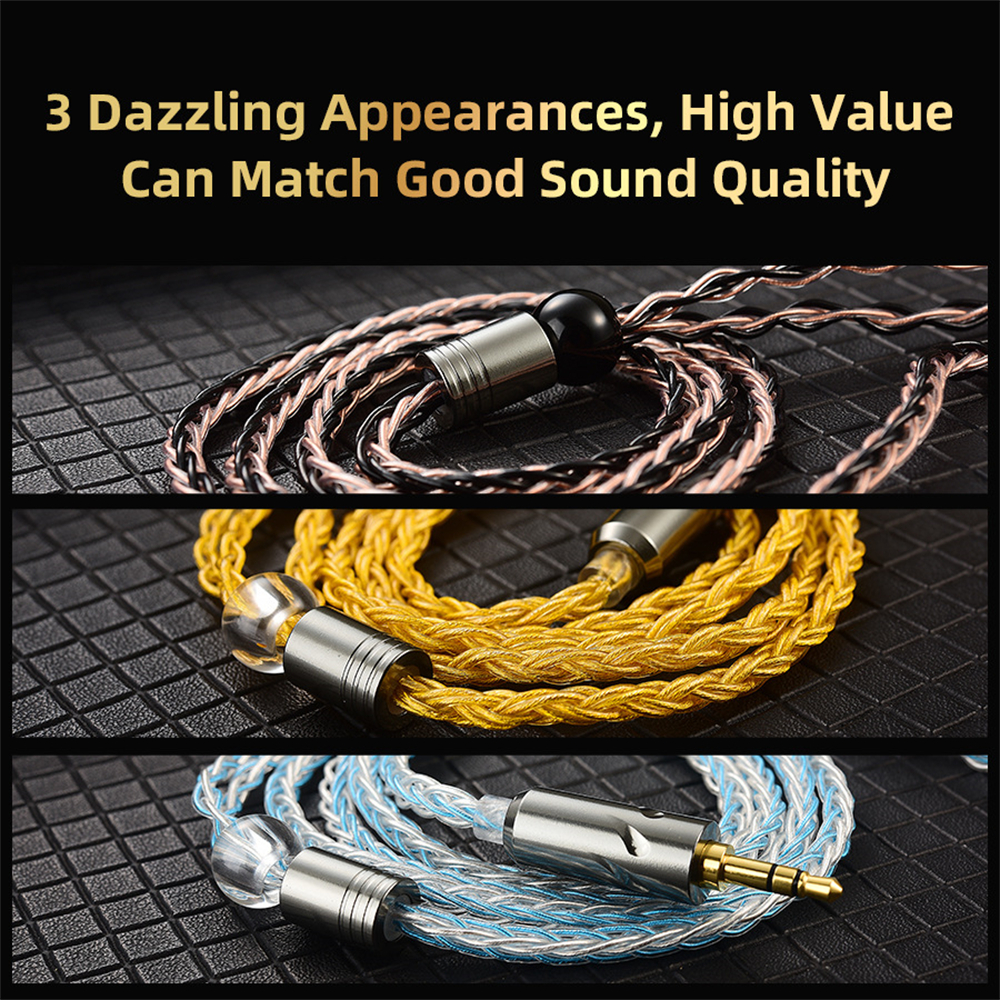 QKZ T1 8 Core TC Sier Plated Upgraded Wire Cable MMCX 2 Pin Connector Use For new QKZ ZXN ZXT ZXD ZX2 ZAX2 2025 ZX1 ZX3 3.5mm Earphone