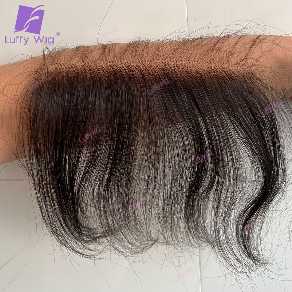 1x6" HD Transparent Lace Human Hair Bang Piece Brazilian Remy Reusable Stripes Bangs Pieces Fringe Hair For Black Women Luffy